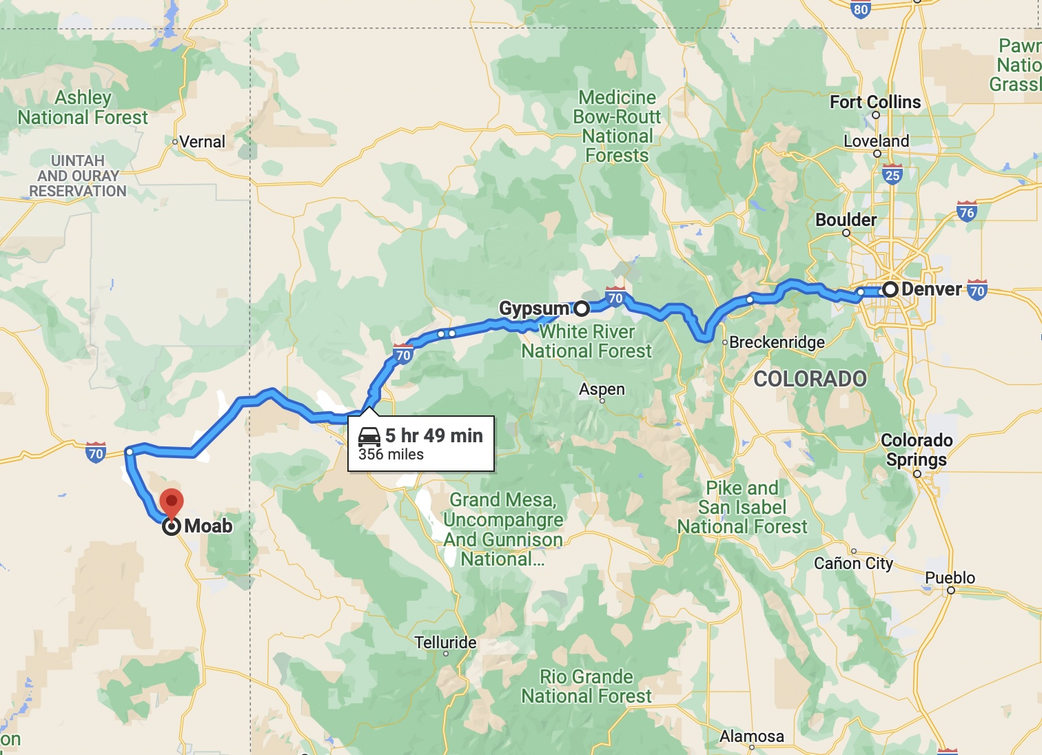 denver to moab